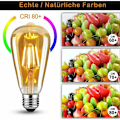 Miniatyrbillede 3 af 5: Sæt med 6 vintage EDison E27 LED-pærer, 6 W (erstatter 60 W), Retro pære ideel til nostalgisk og retro belysning, varm hvid