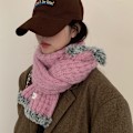 Miniatyrbilde 2 av 3: 1 stk rosa polyester kvinners tartan hvetefarget mote skjerf