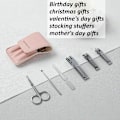 Miniatyrbild 5 av 5: Nagelklippare Set Damgåva, 6 Delars Nagelklippare Julstrumpa Gåva för Vuxna (Rosa)