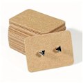 Miniatyrbild 1 av 4: Set med 200 rektangulära kort örhängen, papper, örstift, 2,5 cm x 3,5 cm för bröllopspresenter, brun