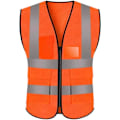 Miniatyrbillede 1 af 5: Orange XXXL Sikkerhedsvest med Mesh, Lommer og Lynlås, Netvest Høj Synlighed Mesh Reflekterende Vest til Mænd Kvinder Voksne, Hi viz Vest med Lynlås
