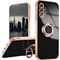 Miniatyrbillede 1 af 5: Etui til Samsung Galaxy A32 5Gi (Sort), Samsung A32 5G Etui Stødsikkert, Plating 360 Graders Beskyttelse Magnetisk Cover Bilholder Etu