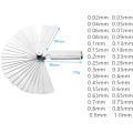 Pikkukuva 2 / 5: Paksuusmittarit, 32 teräslehteä, metriset paksuusmittarit, tuumamittaiset, raon leveyden mittaamiseen, paksut koot (0,02-1,00 mm)