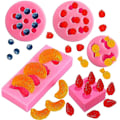 Miniatyrbillede 1 af 5: 5 stk. frugt silikoneform fondant frugtformet geléforme, 3D mini ananas jordbær appelsin blåbær brombær silikone frugtform til cupcake