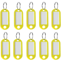 Miniatyrbilde 1 av 5: 10 stk. merker med nøkkelring, farget nøkkelring, plast-ID-merker med delt nøkkelring, for dørnøkkelidentifikasjon, koffert, hotell, kjæledyr (gul)