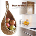 Miniatyrbild 3 av 5: Väggmonterade frukt- och grönsakskorgar (21*21*28cm), Jute Vattendroppe Form Handvävd Frukt- eller Grönsakskorg, Kök Hängande Förvaringskorg