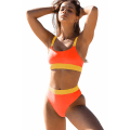 Miniatyrbild 3 av 4: Hög midja bikini set färgblock baddräkt M