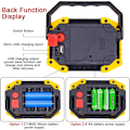 Miniatyrbillede 3 af 5: Genopladelig LED byggepladsprojektør - Rrojector batteri sikkerhedslys 30W med 3 COB Floodlight campingplads tilstande med vandtæt USB til fiskeri, vandretur (batt