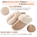 Miniatyrbillede 3 af 5: Kvinders hjemmesko med memory foam, bløde og varme hjemmesko med slip-on, skridsikre, komfortable plys til indendørs og udendørs brug (khaki farve)
