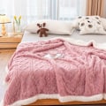 Miniatyrbilde 1 av 5: Tykt, mykt, varmt og mykt fleecepledd, dobbeltsidig reisepledd for vinteren, for sofa, høstpledd, julepledd (rosa, 100 x 150 cm)