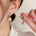 Miniatyrbillede 2 af 4: Mikrobelagt zirkon dråbeformet perle øreringe Valentinsdag Mors dag gave