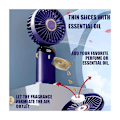 Pikkukuva 3 / 5: Mini USB -kannettava tuuletin, kannettava toimistotuuletin, pieni 5-nopeuksinen taskutuuletin jalustalla, kokoontaitettava pöytätuuletin (tumman sininen)