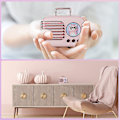 Miniatyrbild 3 av 4: Trådlös retrohögtalare med inbyggd mikrofon (grön)