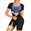Miniatyrbild 1 av 5: Bastu svettdräkt för kvinnor helkropp 3 i 1 träning bantning varm väst magkontroll shapewear(XXL)