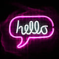 Miniatyrbillede 2 af 4: LED Neon Skilt Hello Natlys USB med Akryl Bagpanel Hjem Fest Bryllup Bar Dekoration Lys