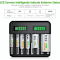 Miniatyrbillede 2 af 5: LCD universal batterioplader, universal oplader til AA/LR6, AAA/LR3, C/R14, D/R20 Ni-MH genopladelige batterier med Type C input C micro USB, opladning