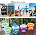 Miniatyrbilde 4 av 5: 10L sammenleggbar bøtte i plast med lokk for fiske, utendørs, bilvask, håndvask, blå vannbøtte