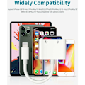 Miniatyrbilde 5 av 5: 4-i-1 hodetelefonadapter for iPhone, [Apple MFI-sertifisert] iPhone-distributør med to Lightning-musikkporter, lading, samtale, kontroll av ledningskonverter C
