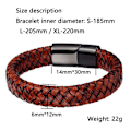 Miniatyrbillede 5 af 5: Mænds Armbånd Rustfrit Stål Magnetisk Spænde Retro Brun Læderarmbånd Mænds Gave Håndledsrem