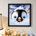 Pikkukuva 4 / 4: 5D timanttimaalaus täysi pyöreä pora sarjat liima taide käsityöt kodin seinäkoriste pingviini katso minua 30x30cm