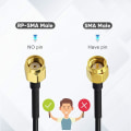 Miniatyrbilde 4 av 4: Dual Band WiFi 2.4GHz 5GHz 5.8GHz 9dBi Magnetisk Base MIMO RP-SMA Hannantenne 2-pakning for WiFi-ruter Trådløst kort USB-adapter Sikkerhets-IP-kamera