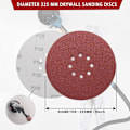 Miniatyrbillede 2 af 5: 225mm slibeskive, 225mm slibeskive 8 huller 30stk 225mm slibeskiver 10X korn P40 120/240 krog og løkke slibeskiver til langhalsede slibemaskiner, tørre