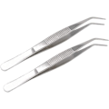 Miniatyrbilde 1 av 4: 2 par 12 cm rustfrie stålplugger med buet dentalspiss Profesjonell tang for flere bruksområder for industrielt arbeid, laboratorium, hage