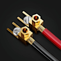 Miniatyrbillede 5 af 5: 4 rums højttalerkabelstik, high-end banan-til-spade adapter, højttalerkabel, retvinklet spade gaffel og bindingsstik, guldbelagt