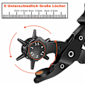 Miniatyrbillede 3 af 5: Heavy Duty Rotary Hulstans til Læder med 2 Ekstra Hulplader, Lineal, Slibestang til Bælter, Håndværk, Kort, Gummi