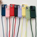 Miniatyrbilde 2 av 5: Marineblå iPhone 11 Pro Max-deksel med halskjede, beskyttende kameraskjermdeksel for iPhone 11 Pro Max silikon TPU-støtfangerdeksel med spor for kort H