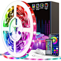 Miniatyrbilde 1 av 4: Led-lys for soverom 5,0M (musikk-synkroniserende fargeskiftende lysstripe med fjernkontroll og app-kontroll RGB-lysstripe for romhjemmefestdekorasjon)