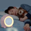 Miniatyrbild 3 av 5: (Lila Rosa) Väckarklocka för barn Ljussiffror, LED-väckarklocka Nattlampa, Morgon och natt Barn Justerbar volym Snooze USB Rechar