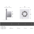 Miniatyrbillede 4 af 5: 100 mm ventilator, luftudsugning med tilbageslagsventil + integreret myggenet, 12 W, dB43, til badeværelse, køkken, kontor, WC