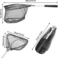 Miniatyrbilde 3 av 5: Sammenleggbar Fiskefangstnett Teleskopisk Rustfritt Sammenleggbart Fiskefangstnett Predator Fiskefangstnett med Gummiflue Triangulært Fiskenett 50CM fo