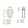 Miniatyrbillede 3 af 4: 1 stk. 3 mm rustfrit stål -formet hjerteformet terminal, 304 metal kabelbeskyttelsesring