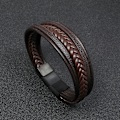 Miniatyrbild 2 av 3: Flätat läderarmband för män brunt