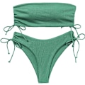 Pikkukuva 1 / 4: Naisten 2-osainen bandeau-uimapuku, solmittava sivu, ribbineulottu bikinit, S