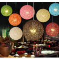 Miniatyrbilde 4 av 4: Hengende lampe, lysekrone Kreativ personlighet kunst hamp ball rotting lysekrone (15cm rosa)