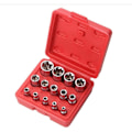 Miniatyrbilde 1 av 4: Sett med 14 hun-torx piper med etui, 1/4 \", 3/8\", 1/2 \". Torx E4-E24 Torx Coat
