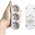 Miniatyrbillede 3 af 4: 2 stk. vægstikdåse, multistikdåse med 3 stikkontakter, (3500W/16A), multistikdåse, elektrisk multistikdåse til hjem og kontor