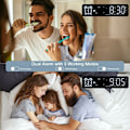 Miniatyrbild 3 av 5: Digital väckarklocka med 2 kraftfulla alarm för djupsömnare, väckarklocka med ljus, timer, 8 vita brus, väckarklocka med laddningsstation