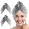 Miniatyrbilde 1 av 4: Mikrofiber Håndkle for Hår, 10 tommer X 26 tommer Superabsorberende Hurtigtørkende Hår Turban for Tørking av Krøllete Langt Tykt Hår (Grå)