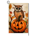 Miniatyrbilde 1 av 5: Halloween Ugle Gresskar Hageflagg 12x18 Vertikal Dobbeltsidig Høst Thanksgiving Ferie Utendørs Dekor Lerret Uteplass Flagg
