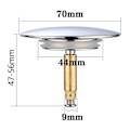 Miniatyrbilde 2 av 5: Badekarpropp, Ø 70 mm, med dobbel tetning, justerbar i høyden, universell badekarplugg, vaskarmatur, dyppet messing med kromfinish, anti-rust badekar emp