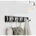 Miniatyrbillede 1 af 3: Foldbar Vægmonteret Knagerække med 5 Kroge, Pladsbesparende Vægmonteret Knagerække, Håndklædeholder, Gunmetal Ask Krog, Velegnet til Badeværelse, Soveværelse, Entré