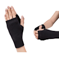 Miniatyrbillede 1 af 5: Grå og sorte fingerløse handsker til kvinder i fleece, varme vinter unisex halvfingerhandsker, tykke fingerløse handsker til mænd til cykling, løb, cykel, løb, vandreture, udendørs sport