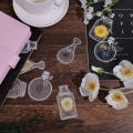 Miniatyrbillede 3 af 5: 60 stk. tørrede blomsterbogmærker, gennemsigtige bogmærker DIY bogmærker tørrede blomsterbogmærke blomsterbogmærke til hjem DIY håndværk læsning Scrapbog
