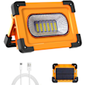 Miniatyrbilde 1 av 5: Oppladbar LED-flomlys, 60W 4 moduser LED-byggeplassflomlys, bærbar arbeidslampe med oppladbart batteri solcellepanel, nødlys