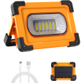 Miniatyrbillede 1 af 5: Genopladelig LED-projektør, 60W 4 tilstande LED-byggeplads projektør, bærbar arbejdslampe med genopladeligt batteri solpanel, nødlys