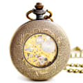 Miniatyrbilde 3 av 5: 1 Retro Lommeur Klokke Skjelett Deksel Mekanisk Hånd-Vind Analog-Digital Legering Fancy Bronse Farge
